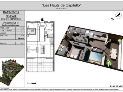 APPARTEMENT T2 A VENDRE - PORTICCIO - 45 m2 - 315 000 €