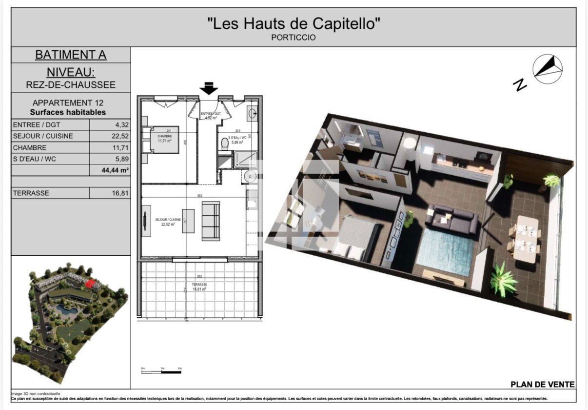 APPARTEMENT T2 A VENDRE - PORTICCIO - 45 m2 - 315 000 &euro;